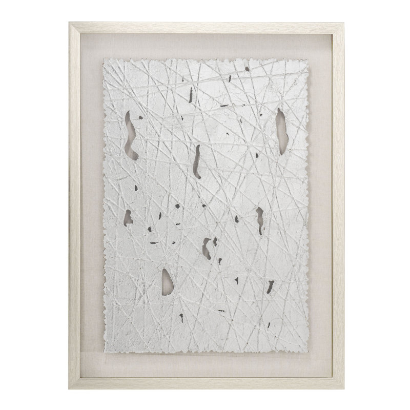 Handmade Glam Abstract Wall Decor on Paper, Silver