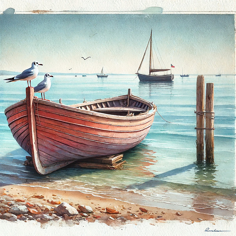 «Timeless Seaside Rest», reproduction d'art sur toile tendue, H 12 po x l 12 po x P 1 po