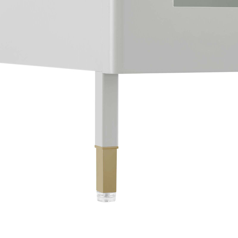 Light Gray Powder-Coated Steel Office Cabinet with Adjustable Shelves