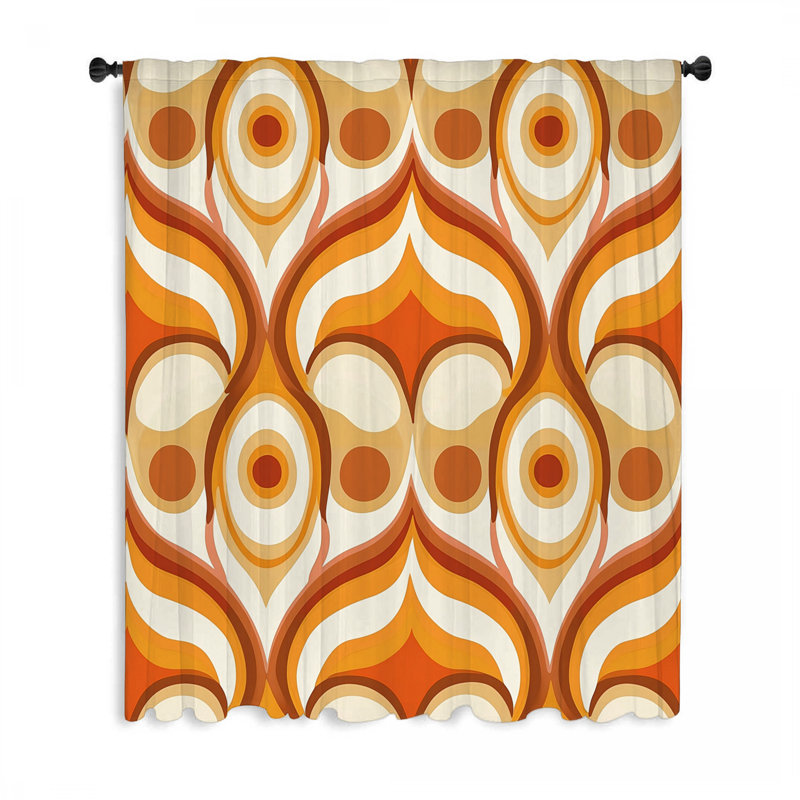 Retro Window Curtains, Pattern Blockout & Sheer Curtains - 1 Panel, 50" W x 84" L