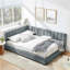Structure de lit double capitonnée pleine grandeur, structure de canapé-lit avec dossier et accoudoirs confortables, lit double pour chambre à coucher, salon-1020299550