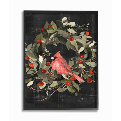 " Red Cardinal In Wreath Design " by Emma Scarvey