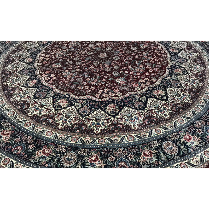 Wool Oriental Area Rug in Navy/Rust, Round 12'