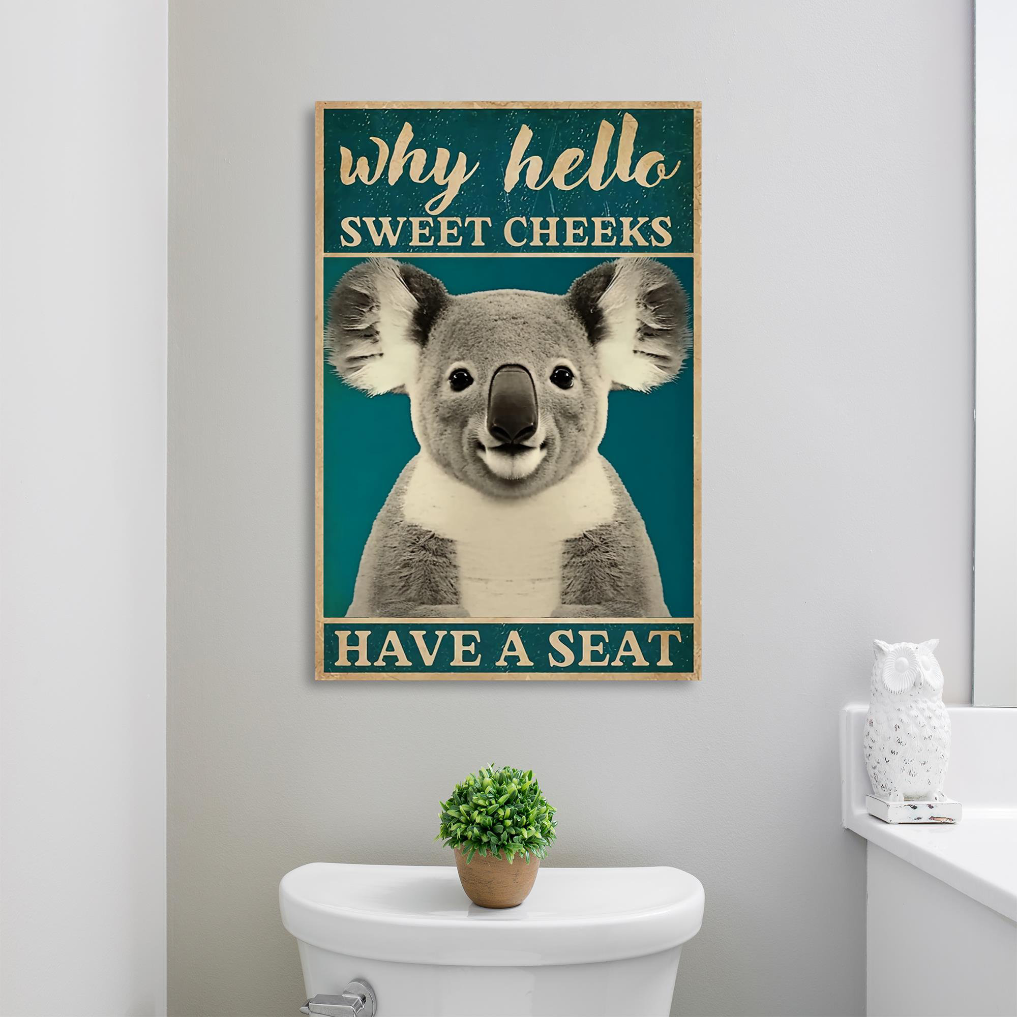 Funny Colorful Koala Splashing In The Tub On Canvas Print