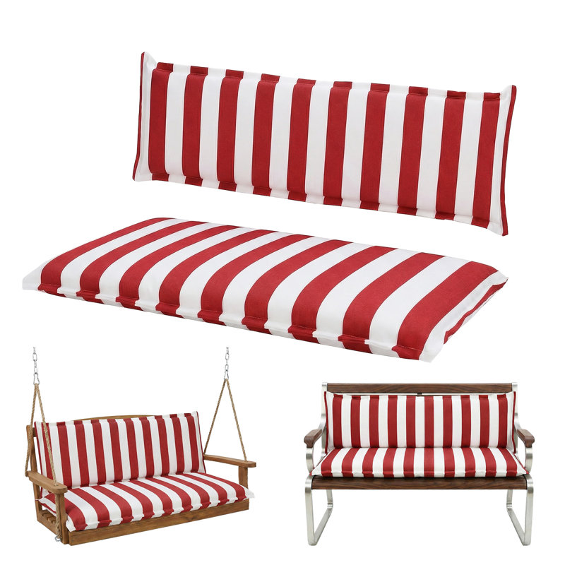  Ensemble de coussins d'extérieur avec dossier pour balancelle et banc, L 42,5 po x P 17,7 po, Rouge