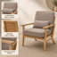 Chaise d'appoint avec coussins, dossier de style canne, taupe, intérieur