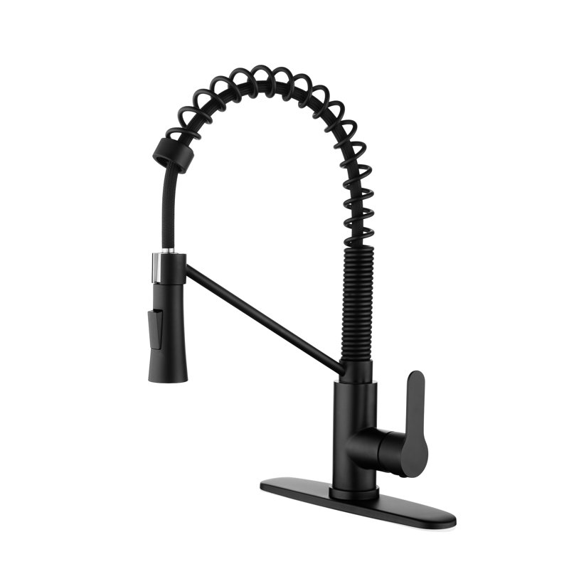 Matte Black Kitchen Faucet With Pull Down , 1.8 Gpm Stainless Steel, Soap Dispenser For Sink, Corrosion Sink Faucet, Steel Dispenser,