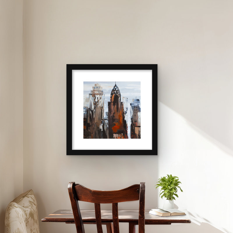 «Gray Day in the City» - villes bleues, décor encadré mat