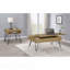 Golden Oak Square End Table With Black Frame