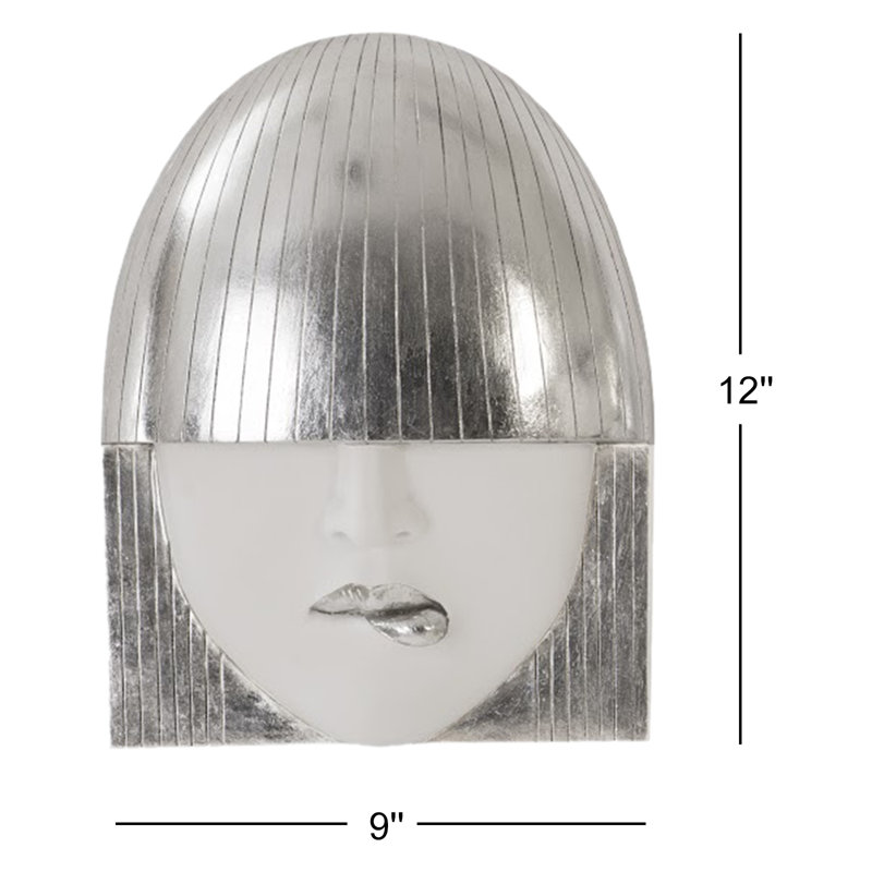 Fashion Faces Wall Décor, Silver Leaf/White