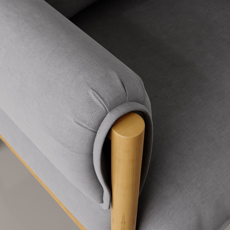 Fauteuil d'appoint 33 po Mid-Century, Mélange de coton gris