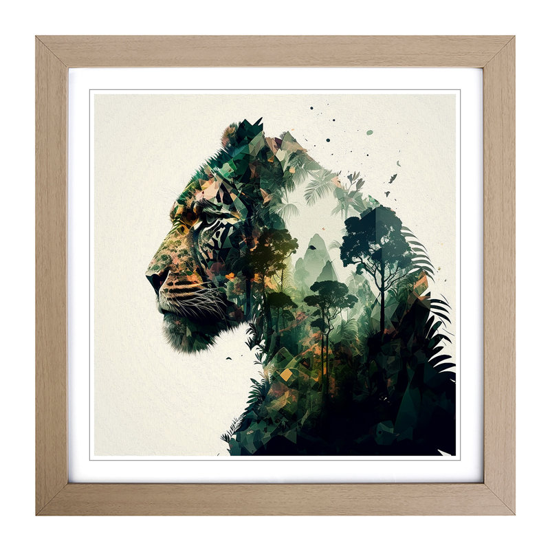 Jungle Double Exposure - Framed Print, Oak