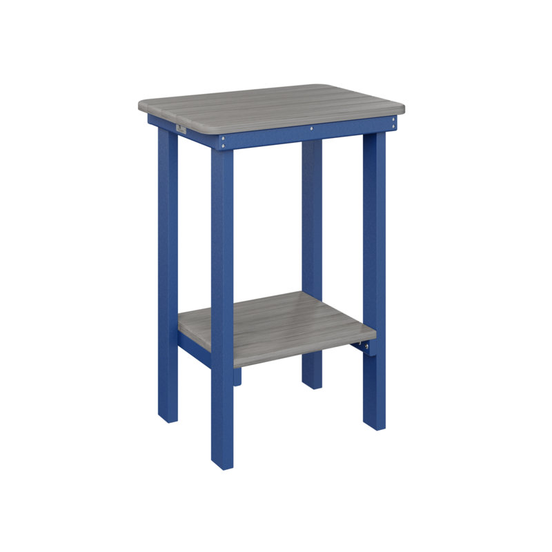 Berlin Gardens Rectangular End Counter Table, Driftwood Gray, Pacific Blue