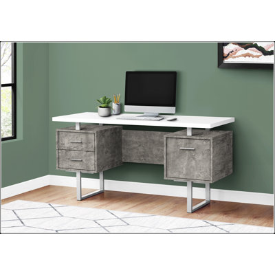 Contemporary 60-Inch Computer Desk with Storage Drawers, Reversible Setup for Home Office and Laptop Use