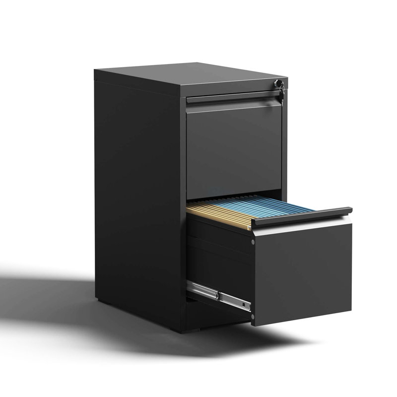 Classeur vertical en métal avec serrure - 2 tiroirs pour l'efficacité du bureau et de la maison, Noir
