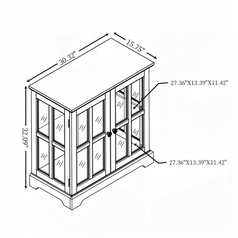 Exquisite Retro Display Cabinet with Adjustable Shelves and Lattice Doors, Oak