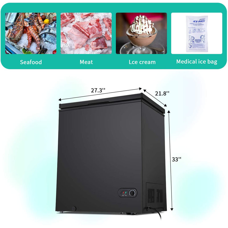 5 Cubic Feet Chest Freezer with Adjustable Temperature Controls, Black