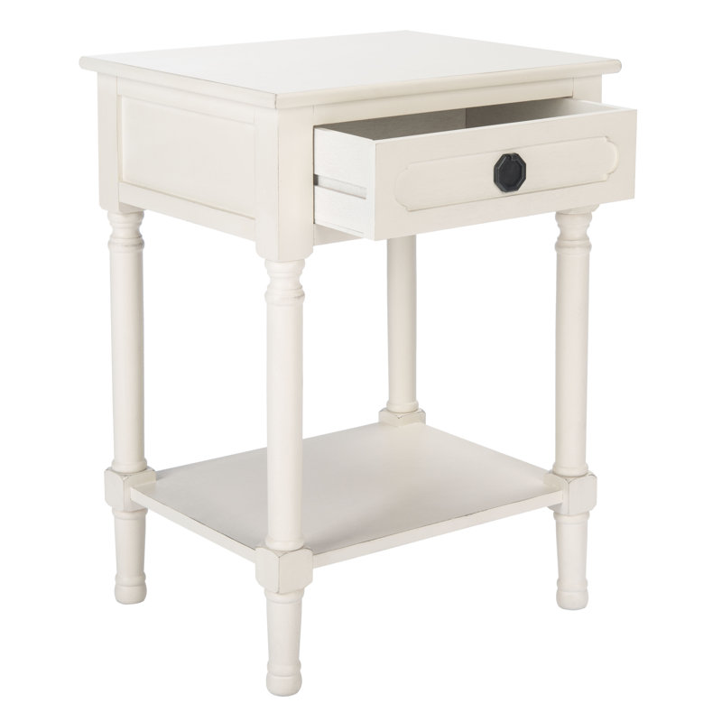 Pagel End Table with Storage, Distressed White