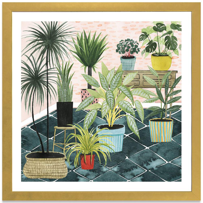 «Modern Jungle II» par Grace Popp - reproduction d'art sur papier encadrée, H 24 po x l 24 po x p 1 po, Papier encadré doré