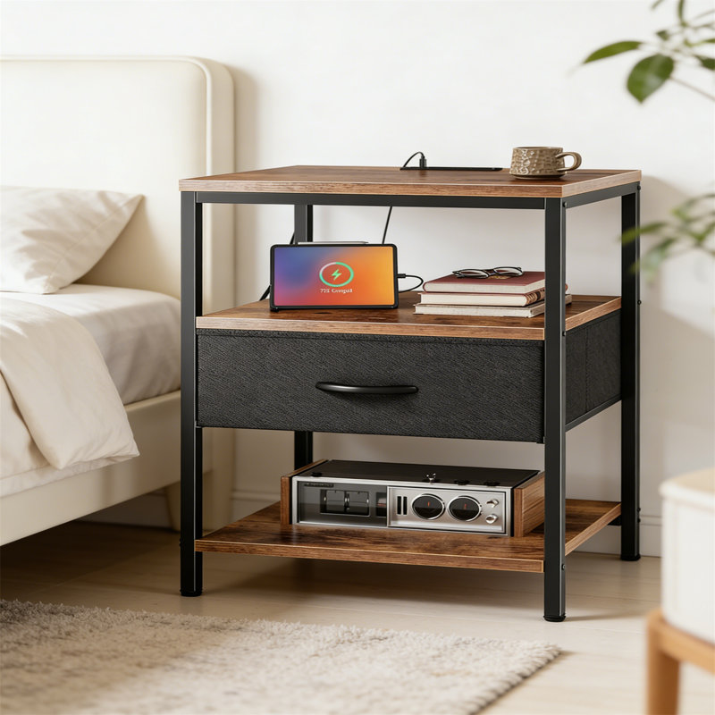 45cm W Metal Bedside Table