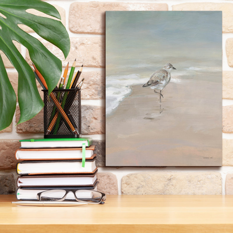 «Shorebirds On The Sand 2» par Danhui Nai, art mural sur toile, H 16 pi x l 12 pi