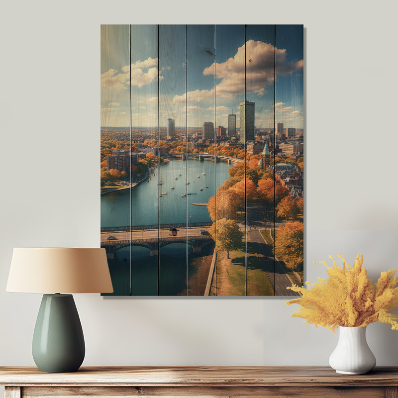 «Boston Beautiful Cityscape Spot II», reproduction sur bois sans cadre, H 40 po x l 30 po x P 0,78 po