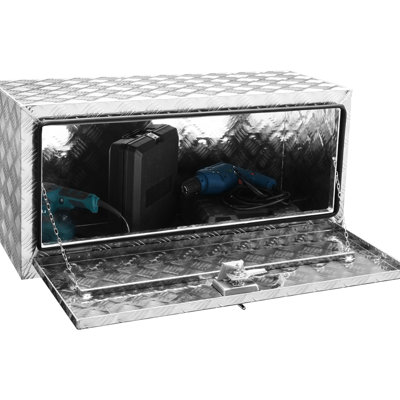Boîte de rangement robuste en aluminium pour plaque de diamant, 36 po 17 po 18 po, imperméable, verrouillable, loquet à poignée en T, pour camion, fourgonnette, remorque 36 po 17 po 18 po avec serrure et clés, loquet de rangement imperméable, idéal