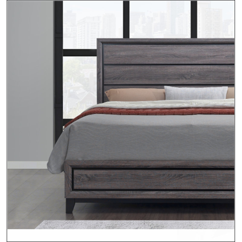 Lit gris très robuste, durable, moderne et simple, matériaux respectueux de l'environnement, facile à installer