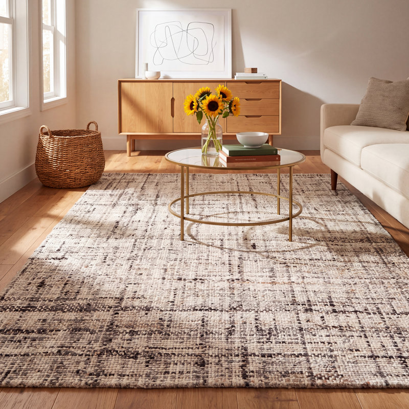 Elya Handmade Dhurrie Wool Gray Area Rug, Rectangle 8'10" x 12'