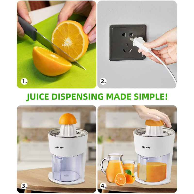 ASLATT Electric Citrus Juicer with Reverse Function, White Plastic