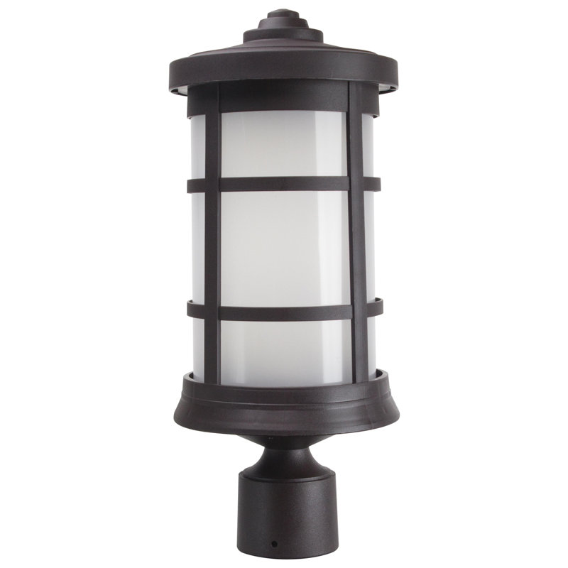 Artisan Cylinder Post Top Fixture with Frosted Acrylic Lens 3000K LED, Bronze, Bronze