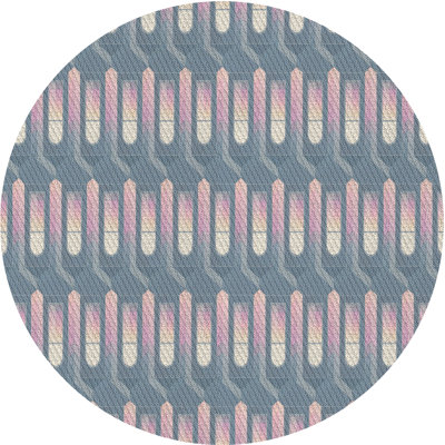 Tapis bleu/rose à motifs