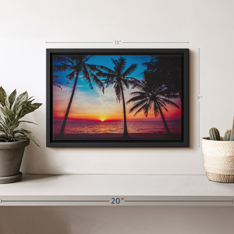 " Perfect Beach Sunset ", 13" H x 9" W, Black Floater Framed