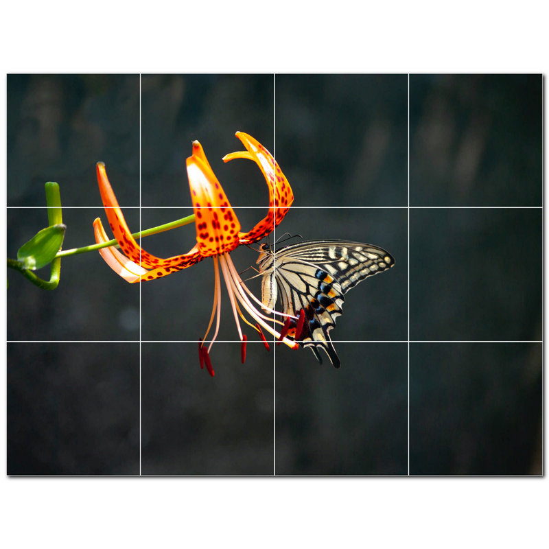 Murale décorative en céramique 12 po x 12 po Butterfly Photo