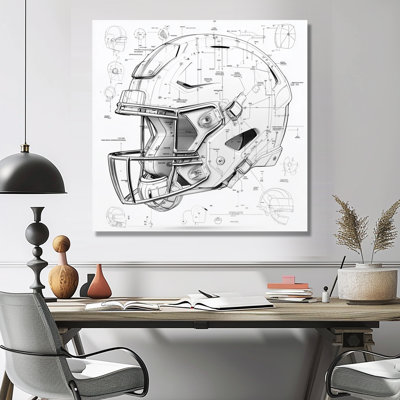 Football Helmet Blueprints I - Football Wall Art Print