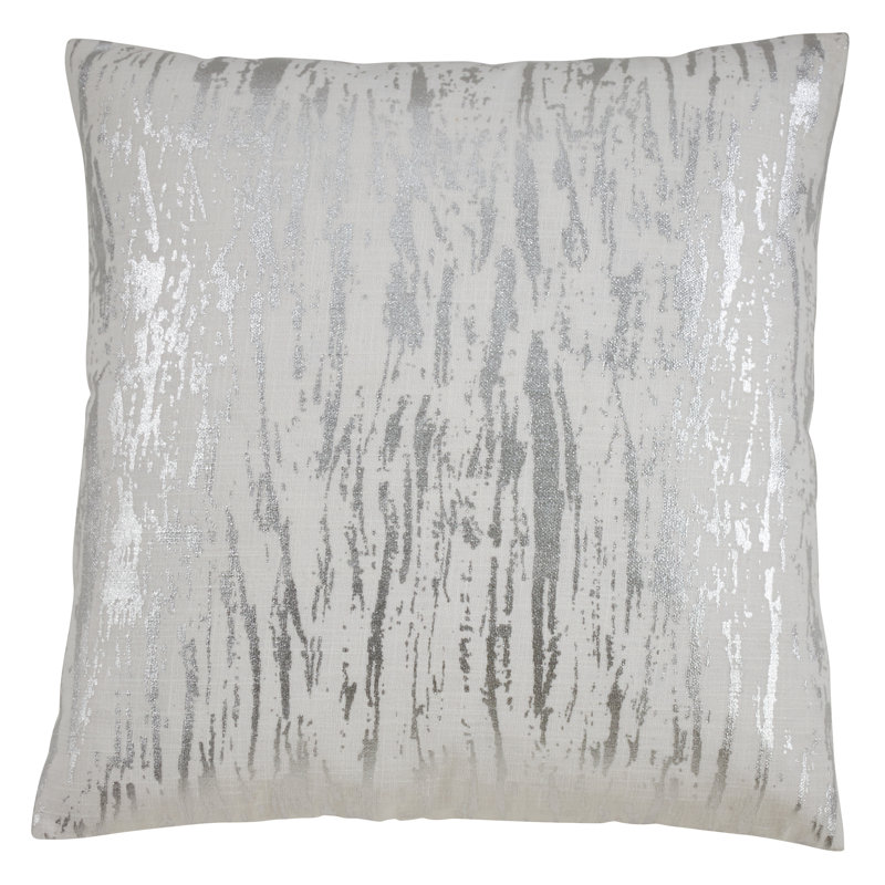 Loretta Abstract Square Cotton Pillow Cover, Silver, 20" x 20", Cover Only