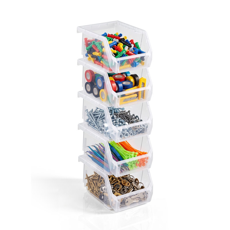 Ensemble de 5 bacs de rangement pour garage Sorbus, Clair
