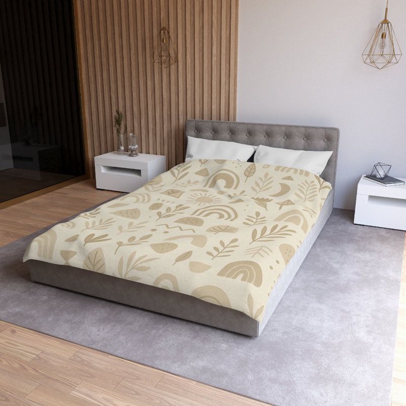 Duvet Covers Microfiber Duvet Cover, White/Light Brown, Twin Duvet Cover