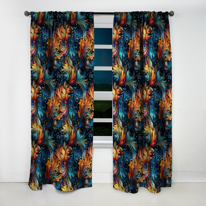 Motif cachemire Celestial Essence I - Rideau floral - Velours obscurcissant - 1 panneau, L 52 po x L 95 po