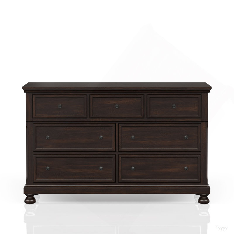 Commode sept tiroirs cerisier foncé, Merisier