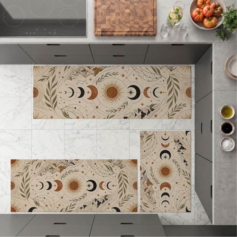Moon Phase Non-Slip Washable Kitchen Mats