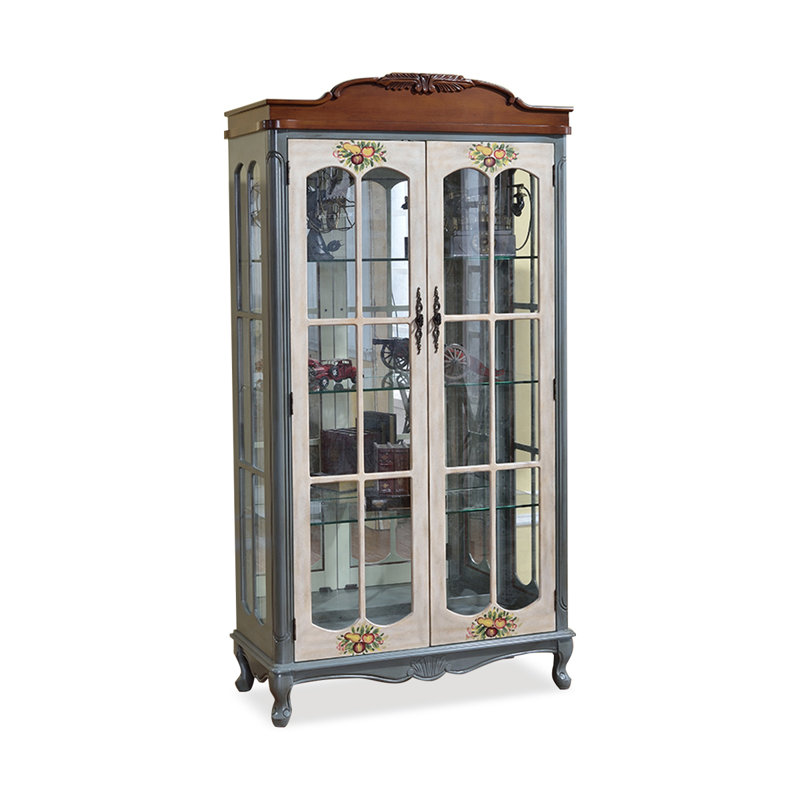 Blue+White+Nut-brown Solid Wood+Glass Display Cases