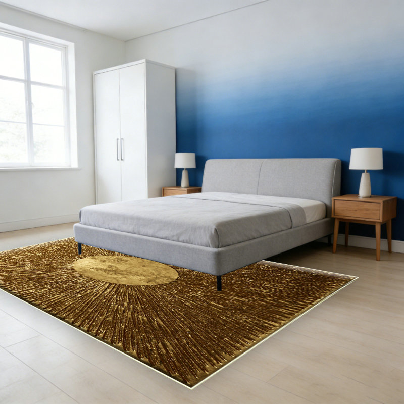 Area Rug Modern  Brown Geometry Soft Hand Carved Contemporary Floor Carpet Fluffy Texture for Indoor Living Dining Room and Bedroom Area