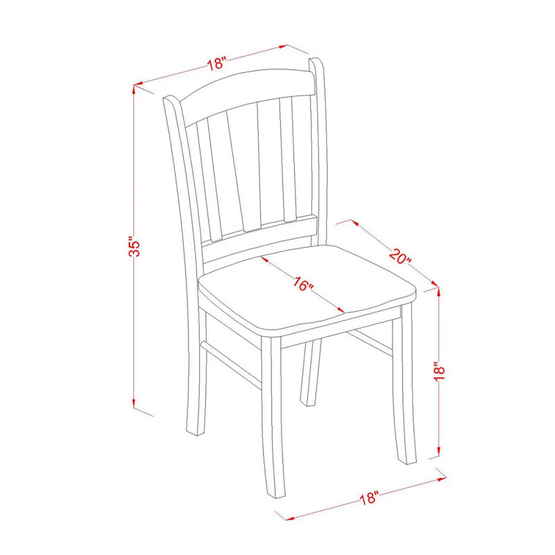 Ensemble de 2 chaises de salle à manger Dublin en bois massif à dossier à lattes, acajou, Acajou