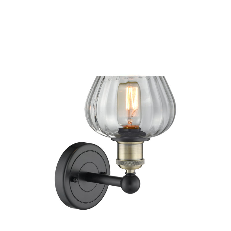 Canute Armed Sconce, Clear, Black Antique Brass
