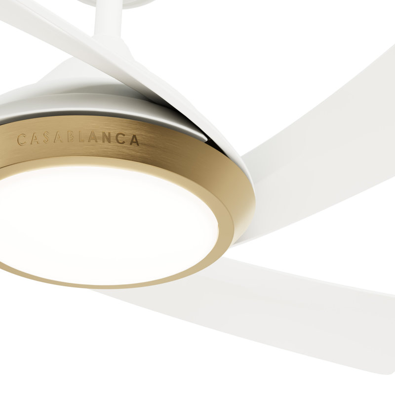 Casablanca 52 inch Vespucci ENERGY STAR® Damp Rated Ceiling Fan with Lights and Remote, White