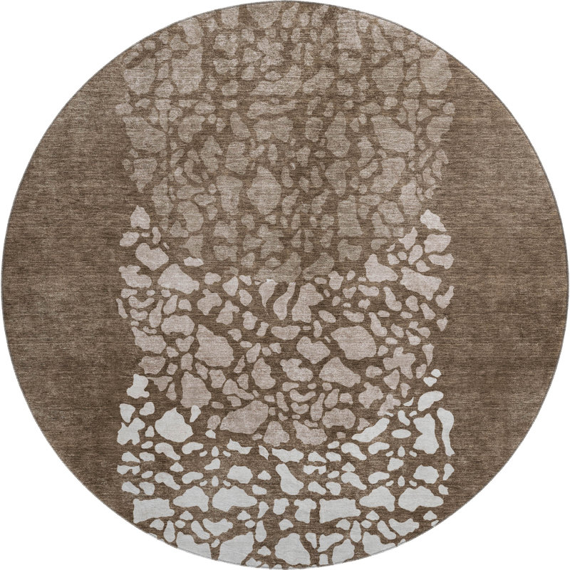 Premium Machine Washable Cerrito Chocolate Rug, Round 8'