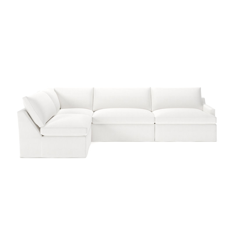 Canapé modulaire 4 pièces Wrenley, Natté lueur lunaire Drusky Sustain®, Orienté à gauche (vu de face)