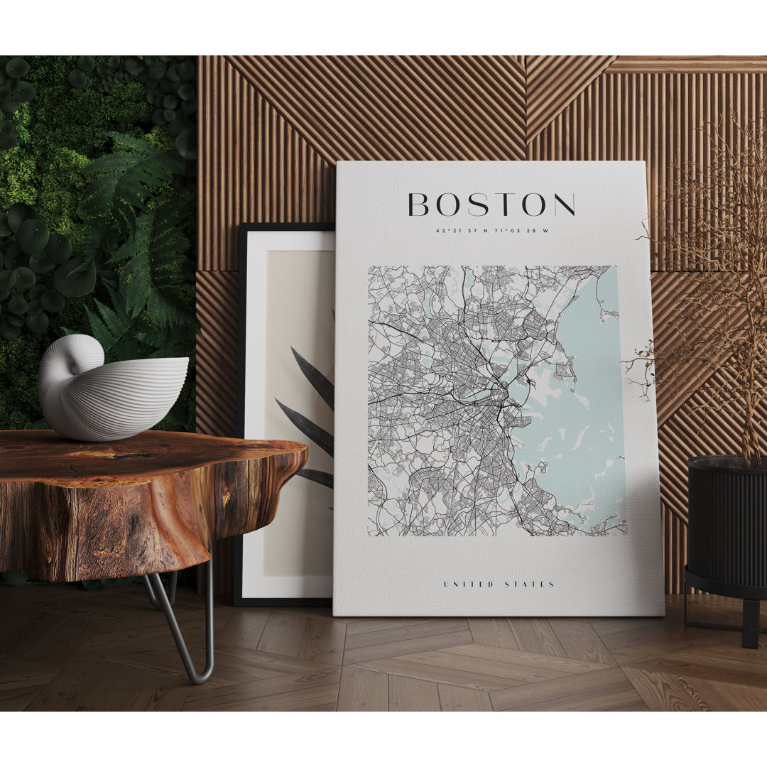 Grafikdruck Stadtplan - Boston