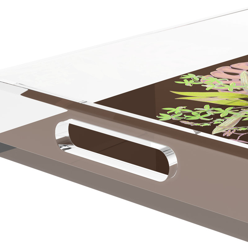 Monkey Large Jungle Acrylic Rectangle Decorative Tray, Chocolate Lime, 22.5"W x 14.5"D x 2"H
